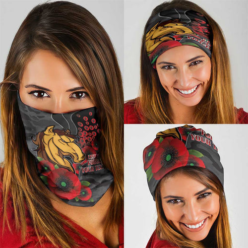 Brisbane Broncos ANZAC Personalised Neck Gaiter Lest We Forget Poppy Camo