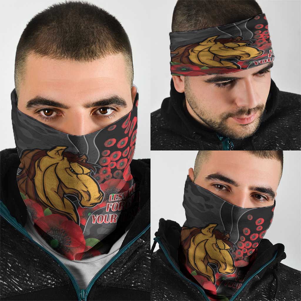 Brisbane Broncos ANZAC Personalised Neck Gaiter Lest We Forget Poppy Camo