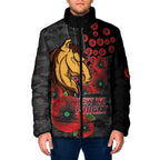 Brisbane Broncos ANZAC Personalised Padded Jacket Lest We Forget Poppy Camo
