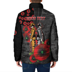 Brisbane Broncos ANZAC Personalised Padded Jacket Lest We Forget Poppy Camo