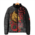 Brisbane Broncos ANZAC Personalised Padded Jacket Lest We Forget Poppy Camo