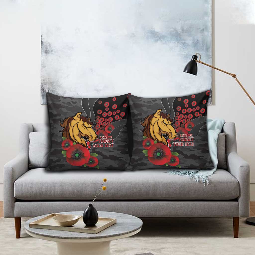 Brisbane Broncos ANZAC Personalised Pillow Cover Lest We Forget Poppy Camo