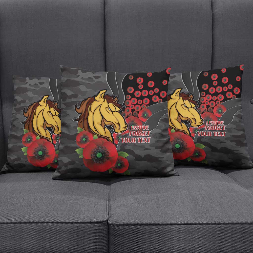 Brisbane Broncos ANZAC Personalised Pillow Cover Lest We Forget Poppy Camo