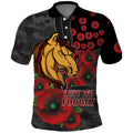 Brisbane Broncos ANZAC Personalised Polo Shirt Lest We Forget Poppy Camo