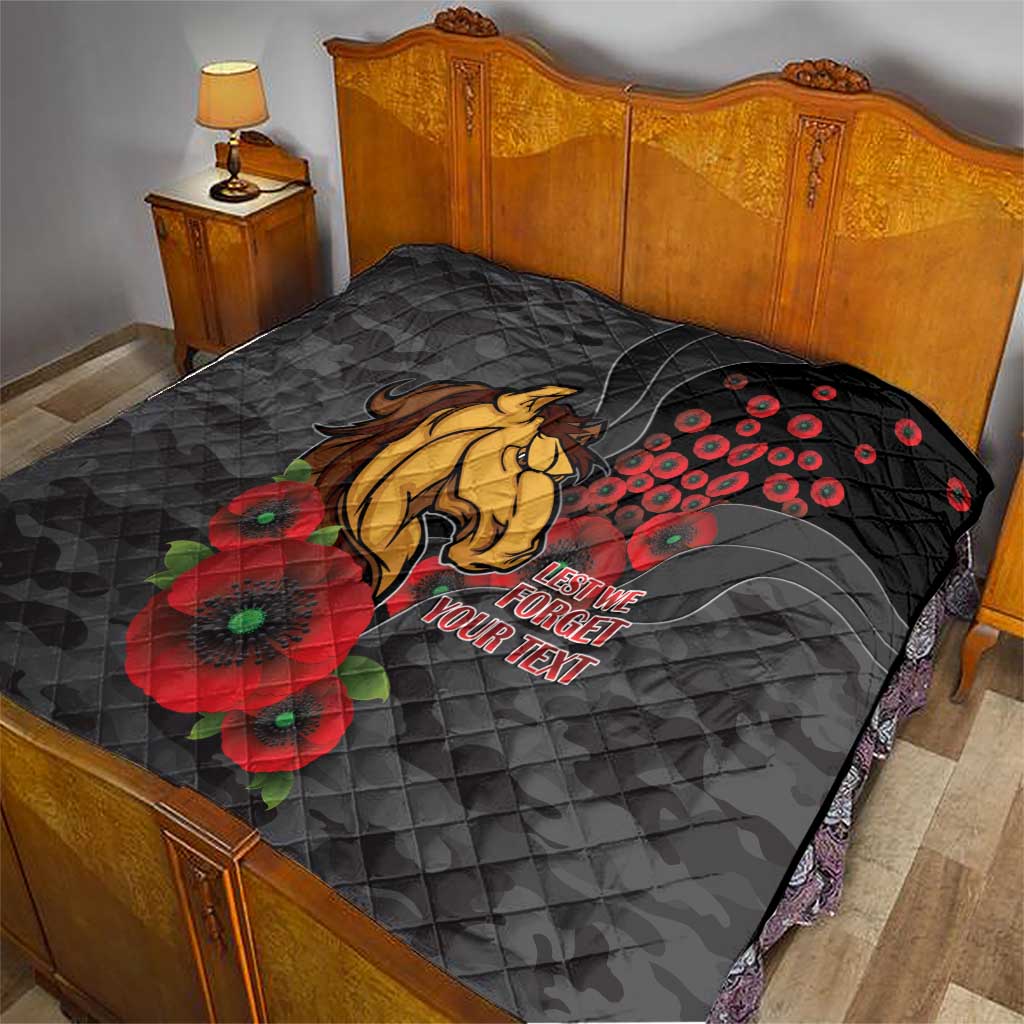 Brisbane Broncos ANZAC Personalised Quilt Lest We Forget Poppy Camo