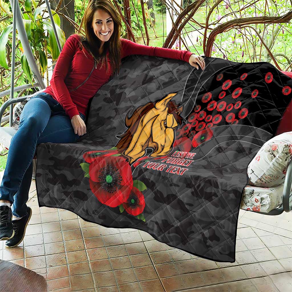 Brisbane Broncos ANZAC Personalised Quilt Lest We Forget Poppy Camo