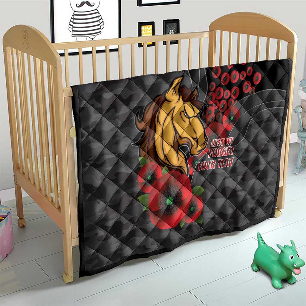 Brisbane Broncos ANZAC Personalised Quilt Lest We Forget Poppy Camo