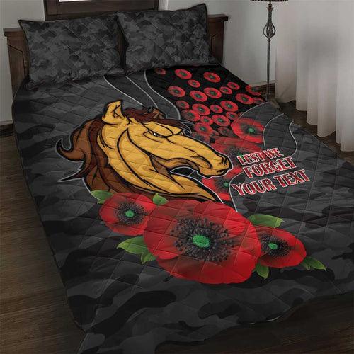 Brisbane Broncos ANZAC Personalised Quilt Bed Set Lest We Forget Poppy Camo