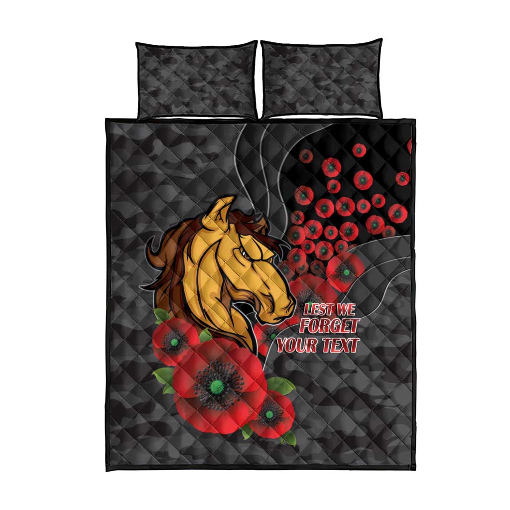 Brisbane Broncos ANZAC Personalised Quilt Bed Set Lest We Forget Poppy Camo