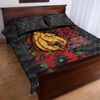 Brisbane Broncos ANZAC Personalised Quilt Bed Set Lest We Forget Poppy Camo