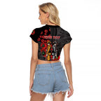 Brisbane Broncos ANZAC Personalised Raglan Cropped T Shirt Lest We Forget Poppy Camo