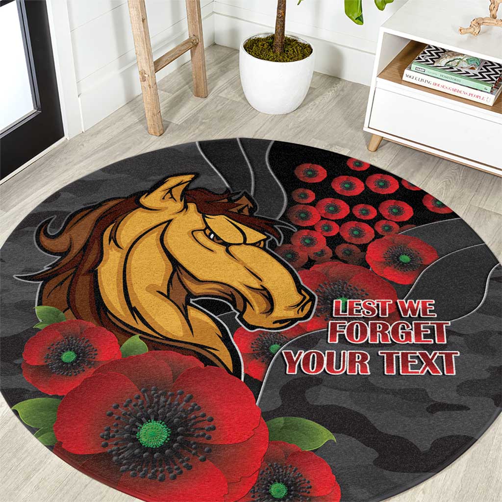 Brisbane Broncos ANZAC Personalised Round Carpet Lest We Forget Poppy Camo