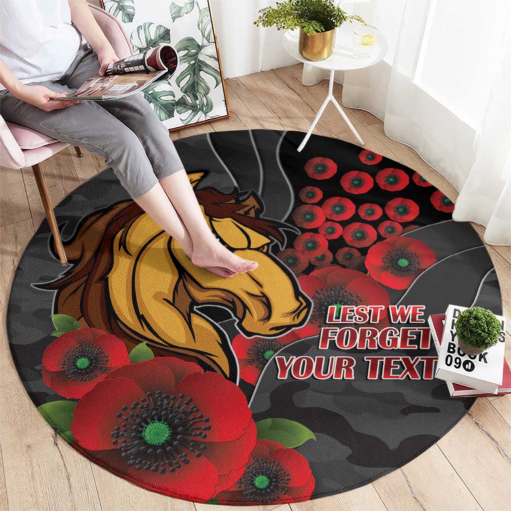 Brisbane Broncos ANZAC Personalised Round Carpet Lest We Forget Poppy Camo