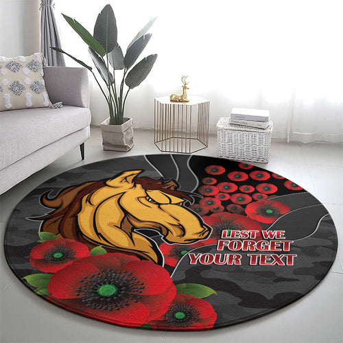 Brisbane Broncos ANZAC Personalised Round Carpet Lest We Forget Poppy Camo