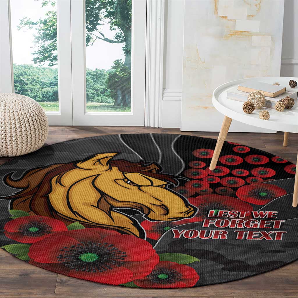 Brisbane Broncos ANZAC Personalised Round Carpet Lest We Forget Poppy Camo