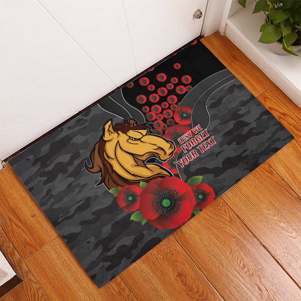 Brisbane Broncos ANZAC Personalised Rubber Doormat Lest We Forget Poppy Camo