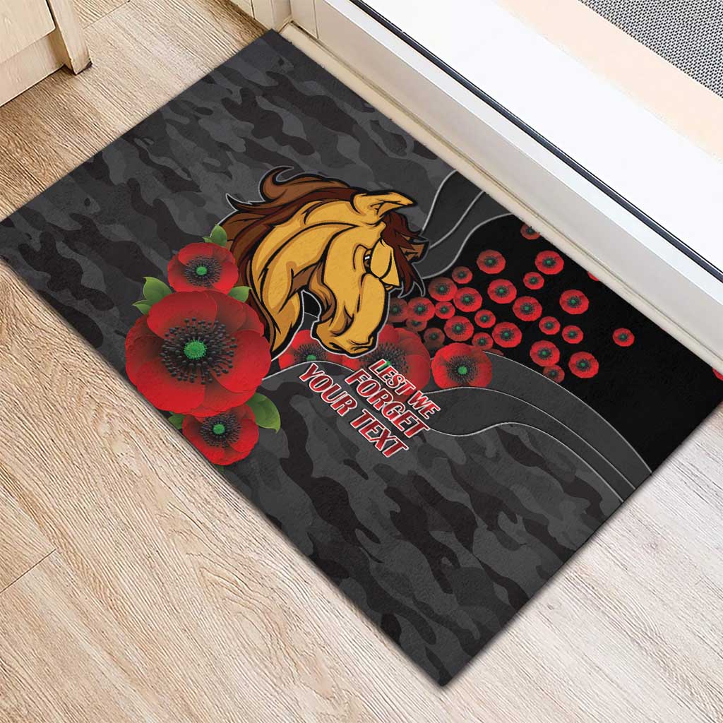 Brisbane Broncos ANZAC Personalised Rubber Doormat Lest We Forget Poppy Camo