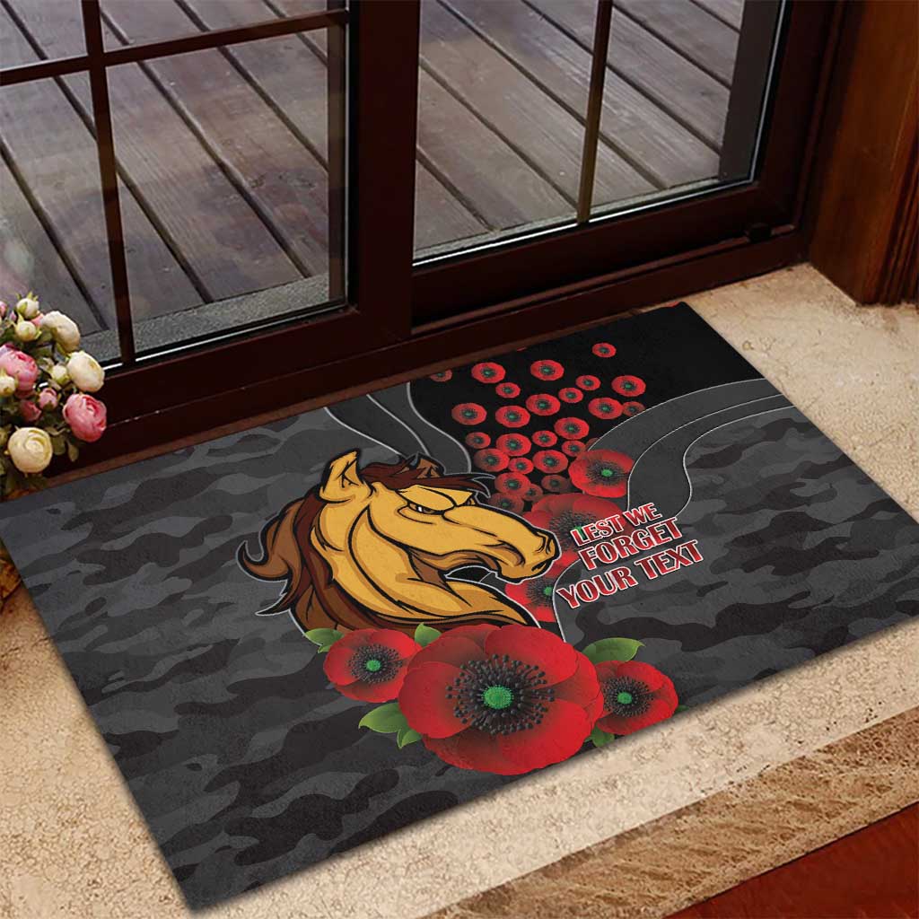 Brisbane Broncos ANZAC Personalised Rubber Doormat Lest We Forget Poppy Camo