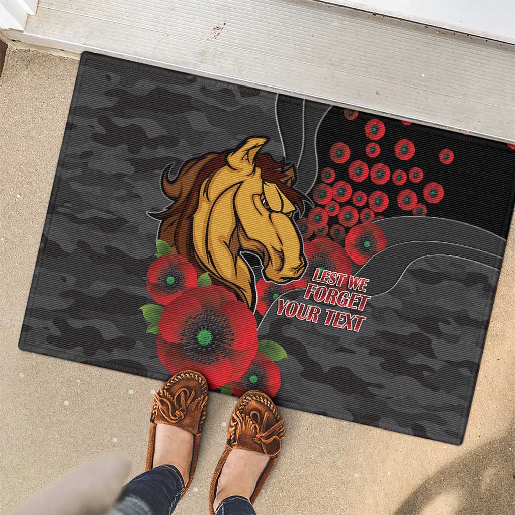 Brisbane Broncos ANZAC Personalised Rubber Doormat Lest We Forget Poppy Camo