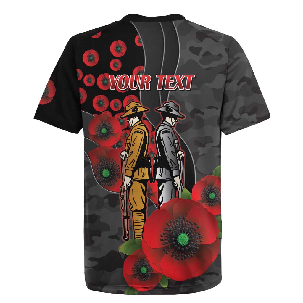 Brisbane Broncos ANZAC Personalised Rugby Jersey Lest We Forget Poppy Camo