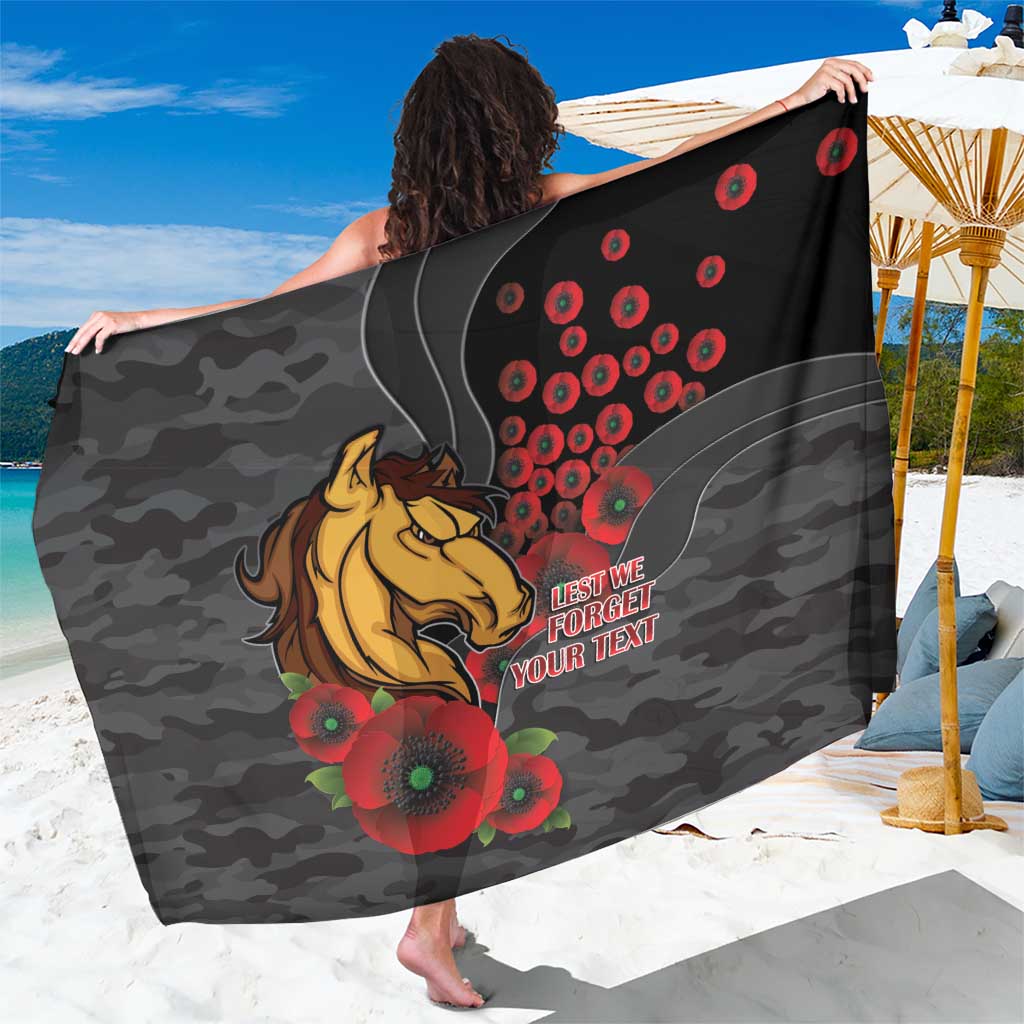 Brisbane Broncos ANZAC Personalised Sarong Lest We Forget Poppy Camo