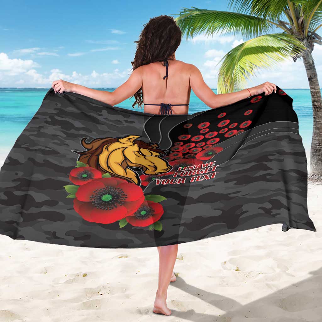Brisbane Broncos ANZAC Personalised Sarong Lest We Forget Poppy Camo