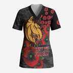 Brisbane Broncos ANZAC Personalised Scrub Top Lest We Forget Poppy Camo