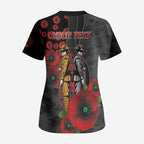 Brisbane Broncos ANZAC Personalised Scrub Top Lest We Forget Poppy Camo
