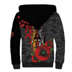Brisbane Broncos ANZAC Personalised Sherpa Hoodie Lest We Forget Poppy Camo