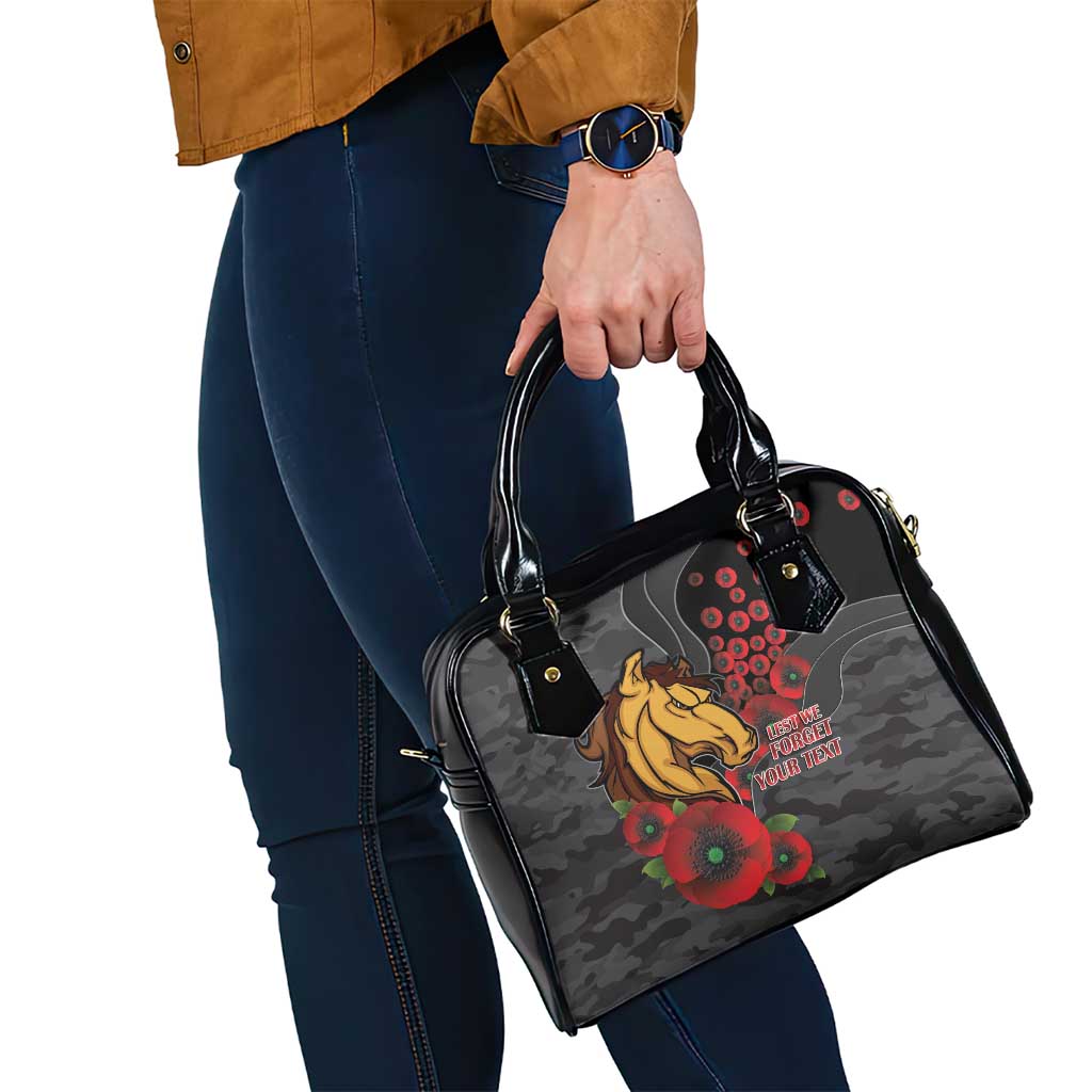 Brisbane Broncos ANZAC Personalised Shoulder Handbag Lest We Forget Poppy Camo