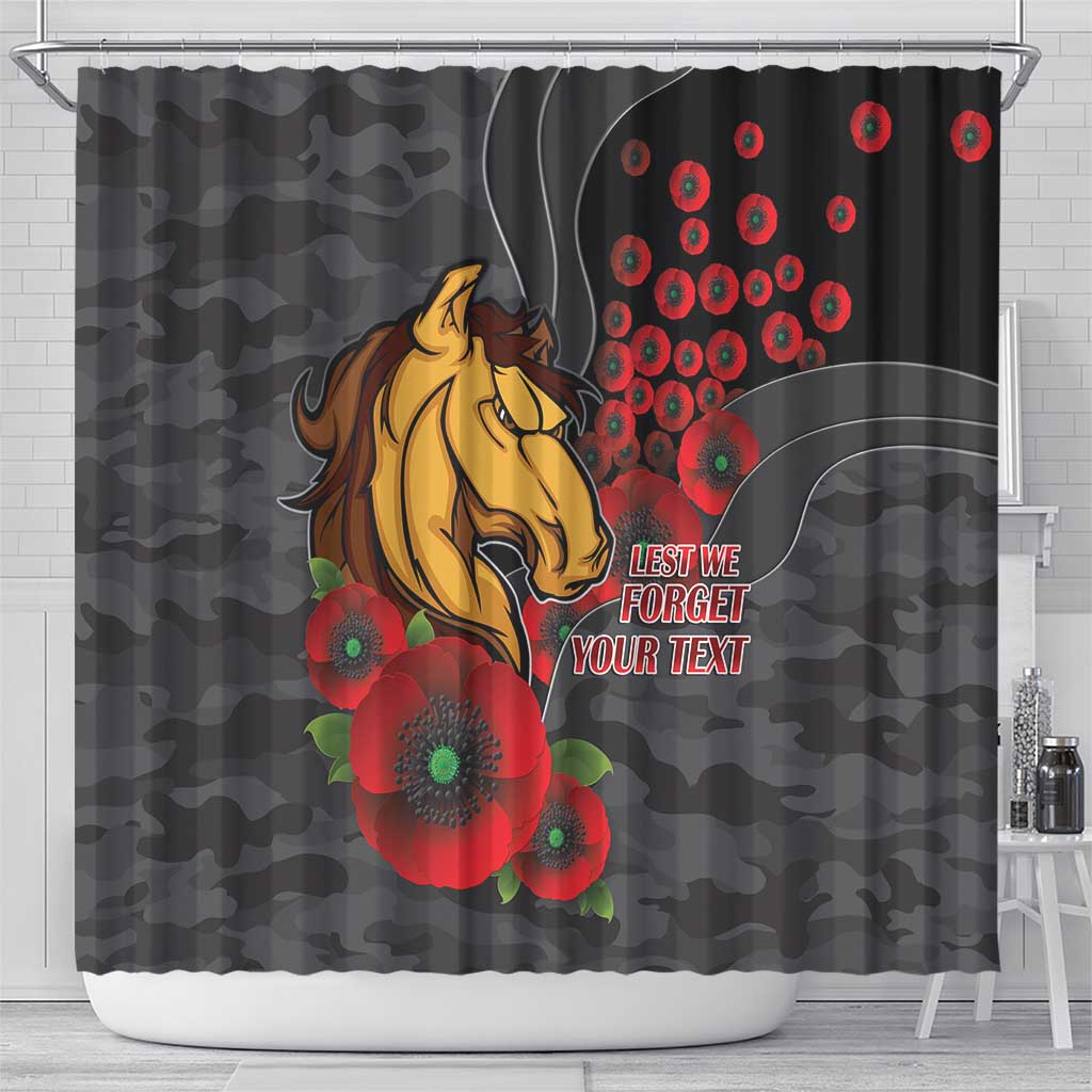 Brisbane Broncos ANZAC Personalised Shower Curtain Lest We Forget Poppy Camo