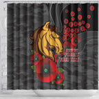 Brisbane Broncos ANZAC Personalised Shower Curtain Lest We Forget Poppy Camo
