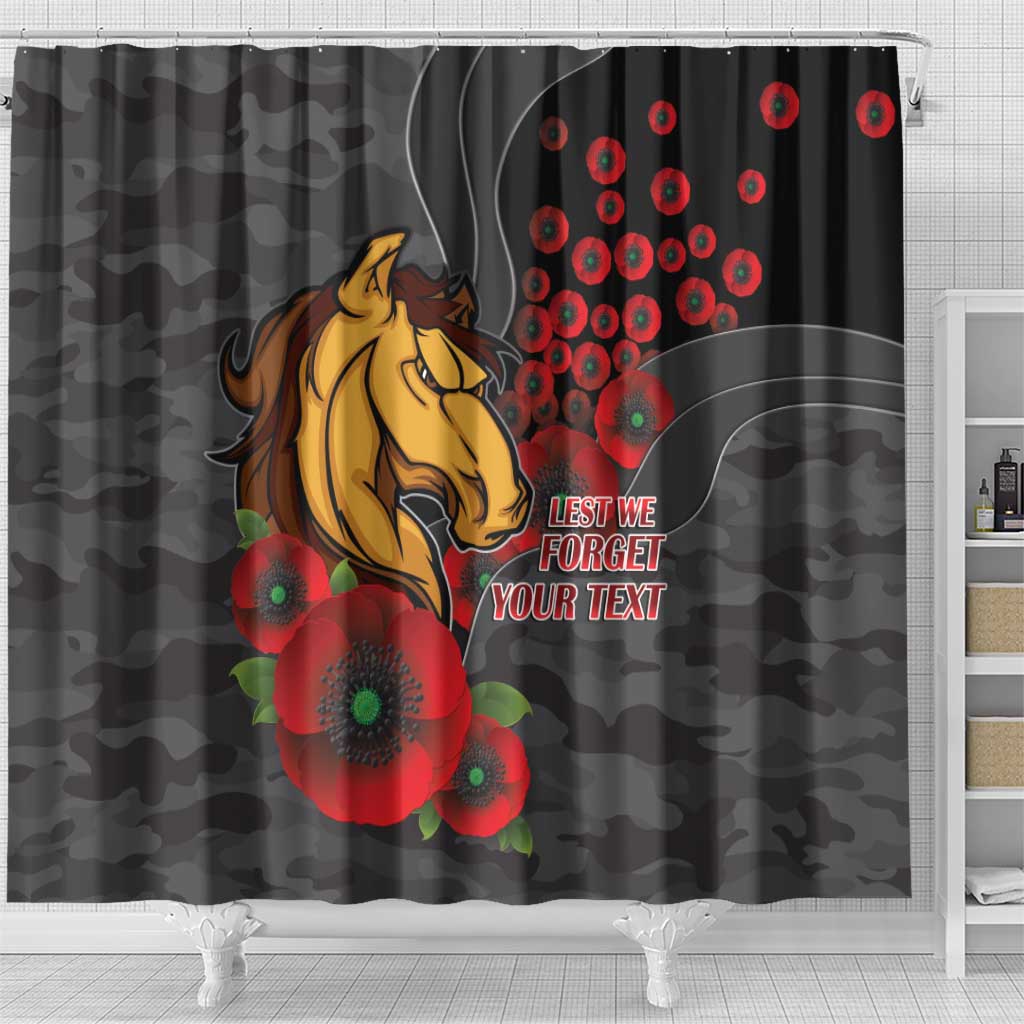 Brisbane Broncos ANZAC Personalised Shower Curtain Lest We Forget Poppy Camo
