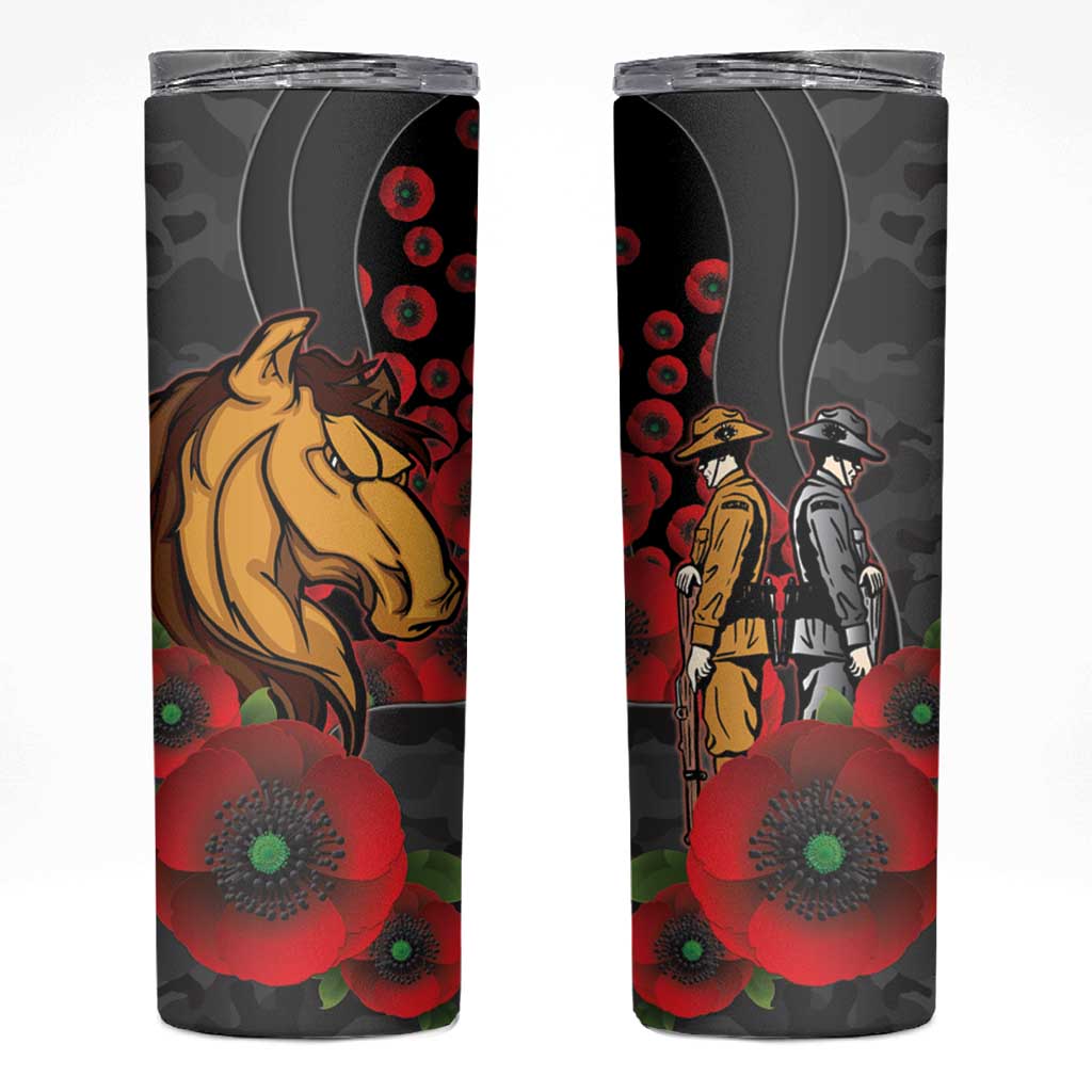 Brisbane Broncos ANZAC Personalised Skinny Tumbler Lest We Forget Poppy Camo
