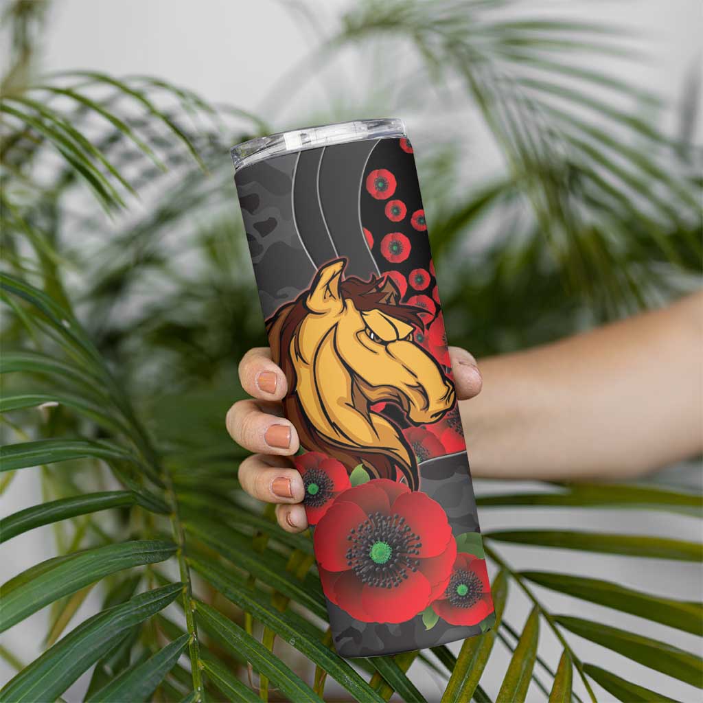 Brisbane Broncos ANZAC Personalised Skinny Tumbler Lest We Forget Poppy Camo