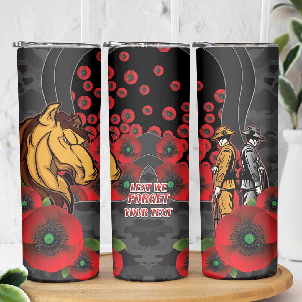 Brisbane Broncos ANZAC Personalised Skinny Tumbler Lest We Forget Poppy Camo