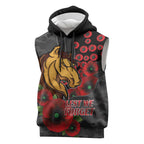 Brisbane Broncos ANZAC Personalised Sleeveless Hoodie Lest We Forget Poppy Camo