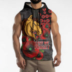 Brisbane Broncos ANZAC Personalised Sleeveless Hoodie Lest We Forget Poppy Camo