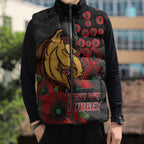 Brisbane Broncos ANZAC Personalised Sleeveless Puffer Jacket Lest We Forget Poppy Camo