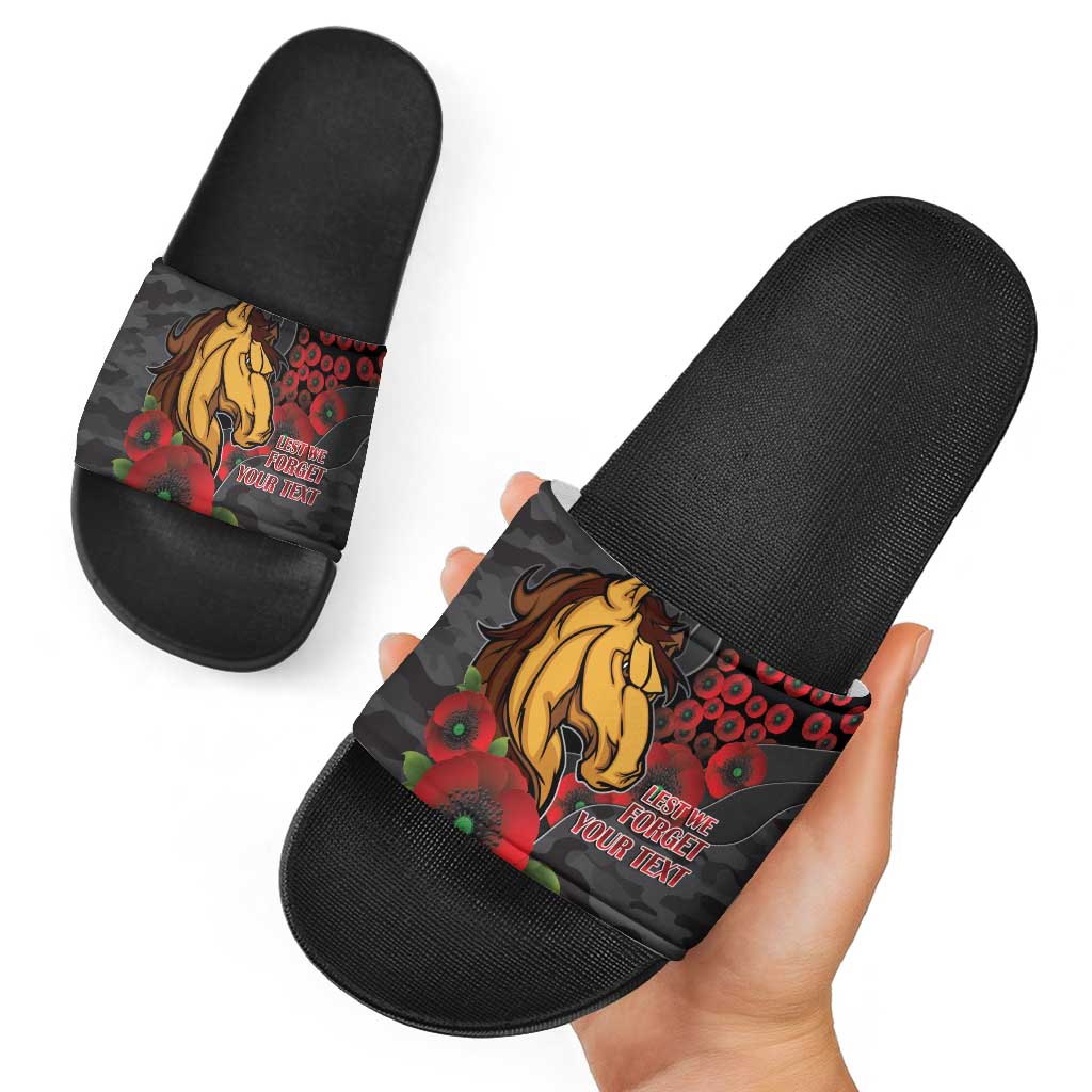Brisbane Broncos ANZAC Personalised Slide Sandals Lest We Forget Poppy Camo