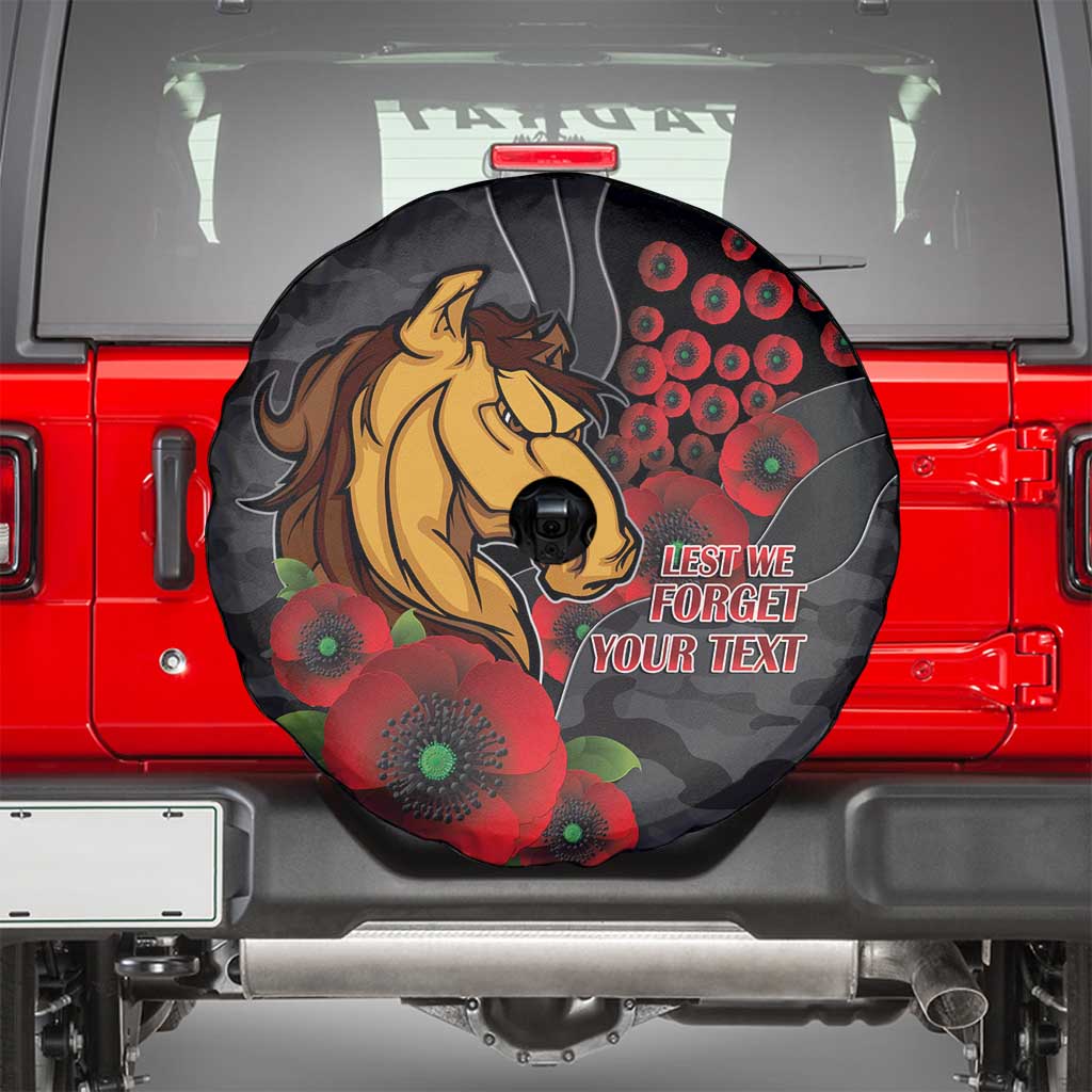 Brisbane Broncos ANZAC Personalised Spare Tire Cover Lest We Forget Poppy Camo