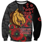 Brisbane Broncos ANZAC Personalised Sweatshirt Lest We Forget Poppy Camo