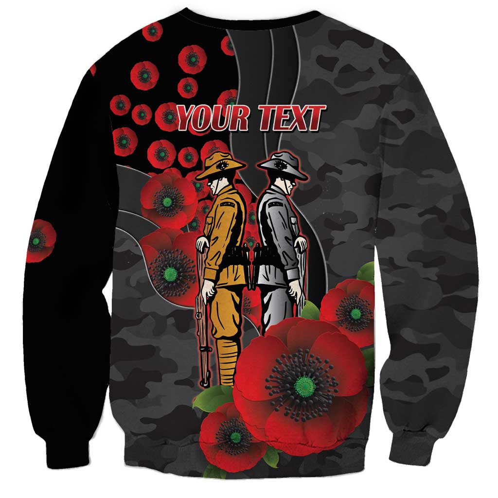 Brisbane Broncos ANZAC Personalised Sweatshirt Lest We Forget Poppy Camo