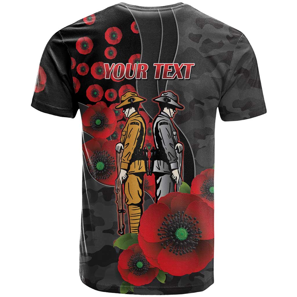 Brisbane Broncos ANZAC Personalised T Shirt Lest We Forget Poppy Camo