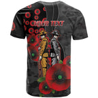 Brisbane Broncos ANZAC Personalised T Shirt Lest We Forget Poppy Camo