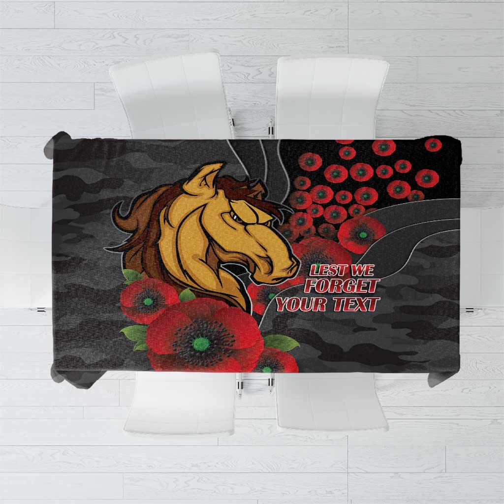 Brisbane Broncos ANZAC Personalised Tablecloth Lest We Forget Poppy Camo