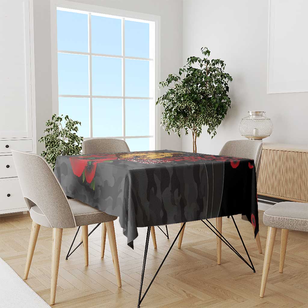 Brisbane Broncos ANZAC Personalised Tablecloth Lest We Forget Poppy Camo