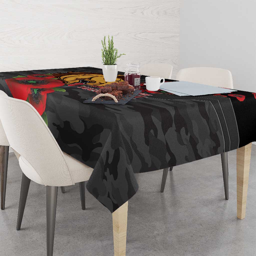 Brisbane Broncos ANZAC Personalised Tablecloth Lest We Forget Poppy Camo