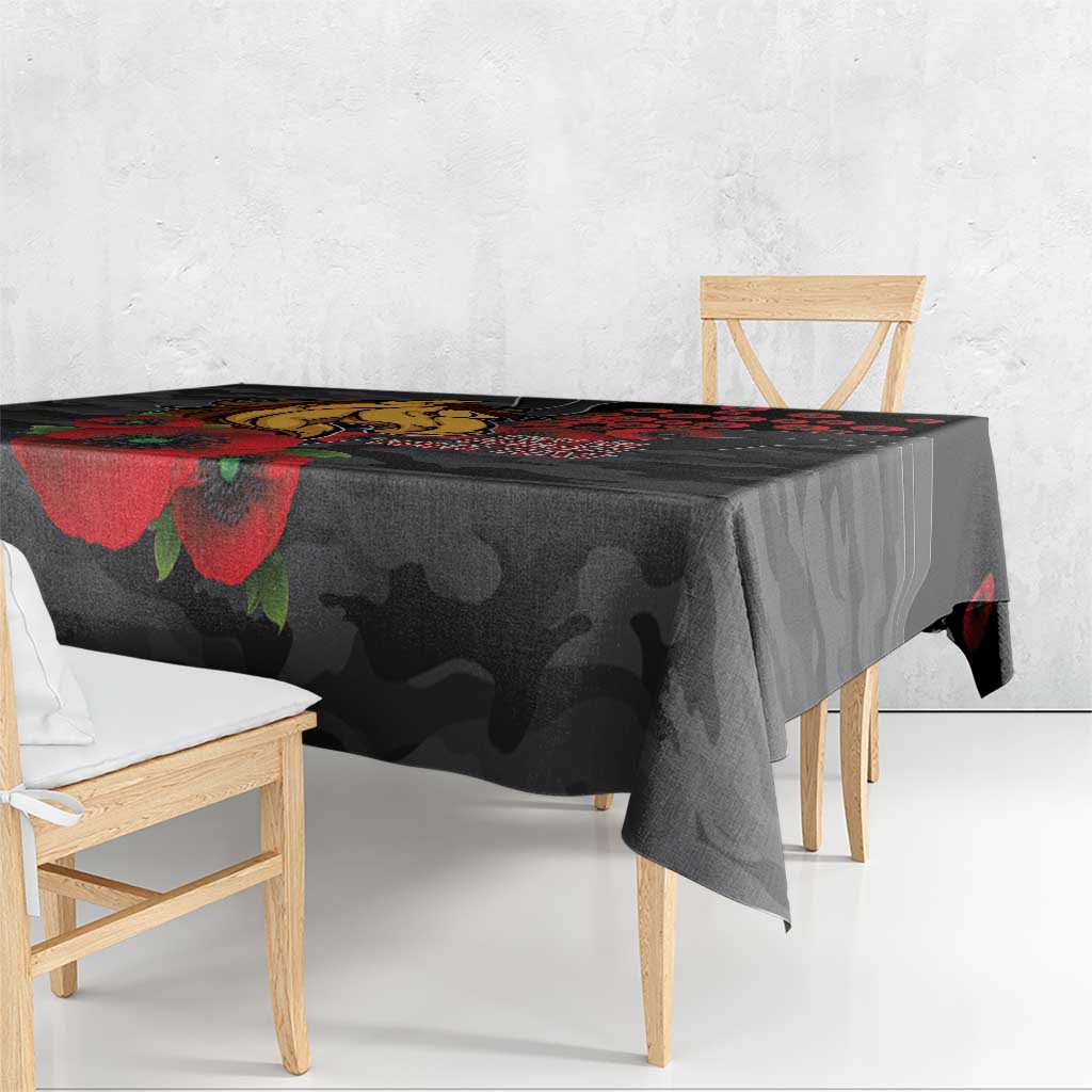 Brisbane Broncos ANZAC Personalised Tablecloth Lest We Forget Poppy Camo