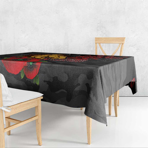 Brisbane Broncos ANZAC Personalised Tablecloth Lest We Forget Poppy Camo